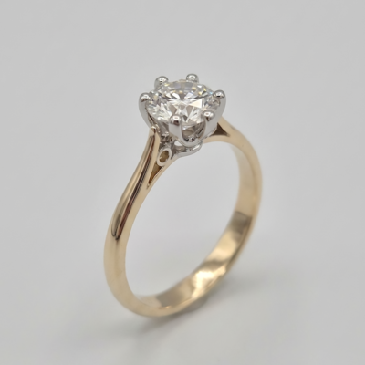 Pierścionek Afrodyta żółte złoto 0.585 z brylantem naturalnym 0.73 ct