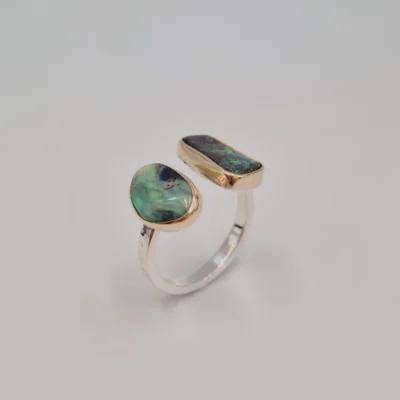 Pierścionek Artemis srebro 0.925 z opalami australijskimi 4.00 ct złote oprawy kamienia