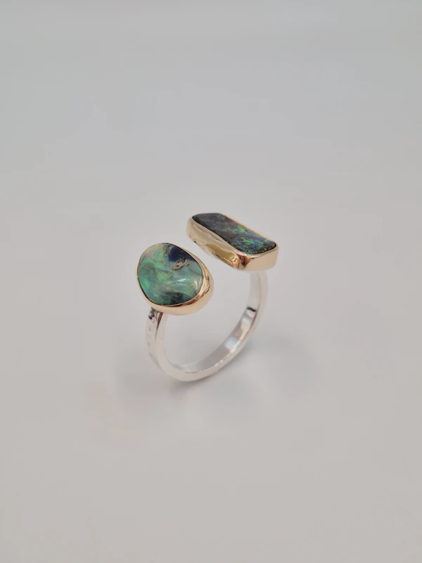Pierścionek Artemis srebro 0.925 z opalami australijskimi 4.00 ct złote oprawy kamienia
