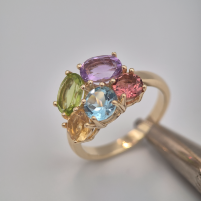 Pierścionek Irini żółte złoto 0.585 z kamieniami naturalnymi 3.20 ct