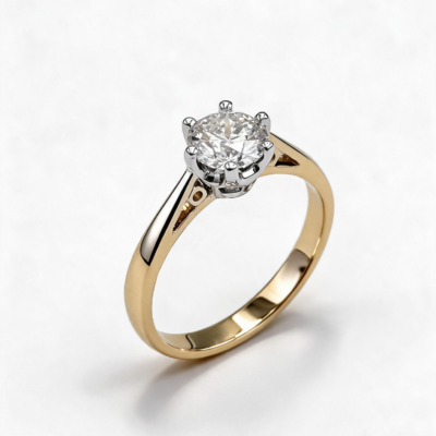 Pierścionek Afrodyta żółte złoto 0.585 z brylantem naturalnym 0.73 ct