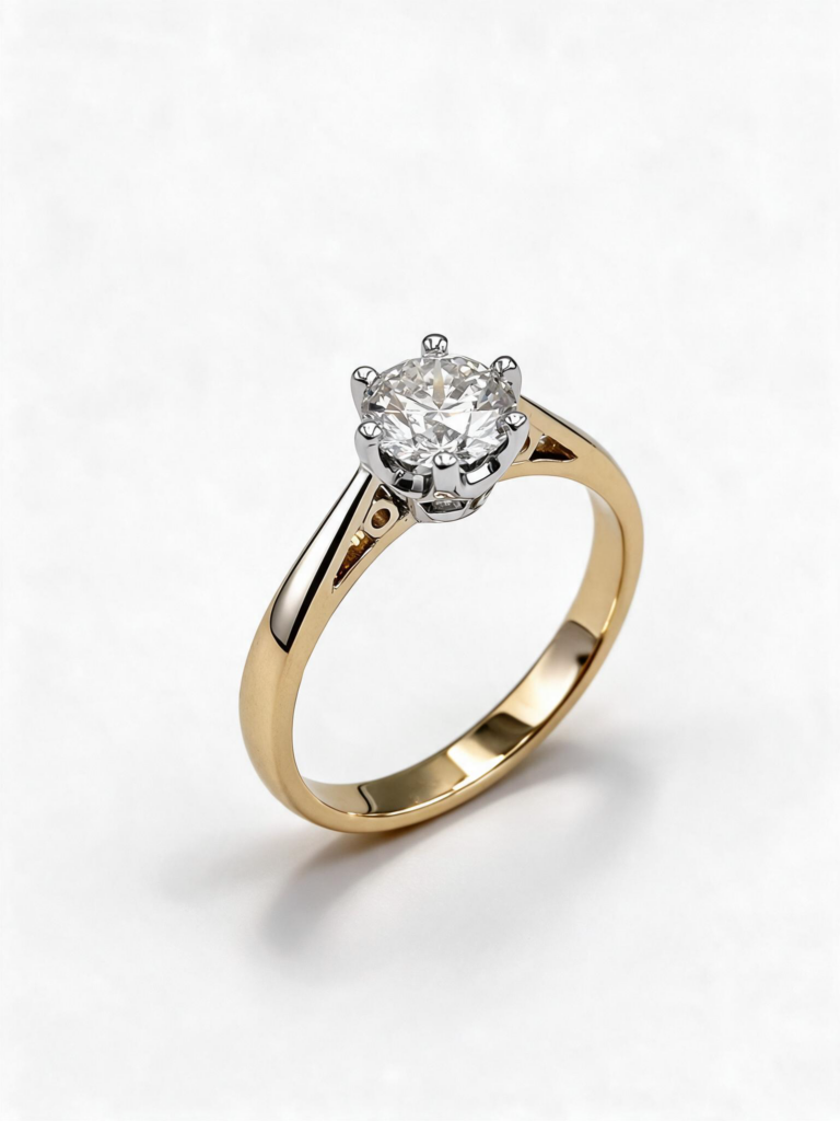 Pierścionek Afrodyta żółte złoto 0.585 z brylantem naturalnym 0.73 ct
