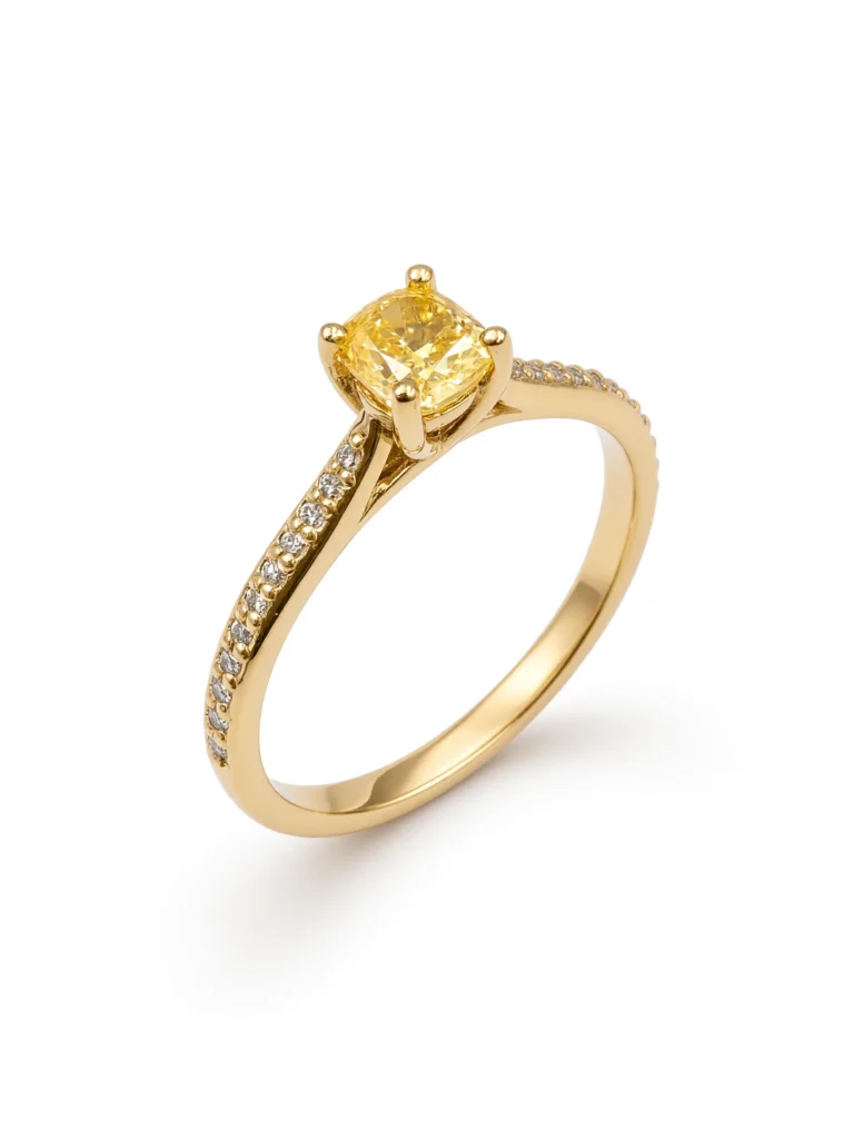 Pierścionek Harmonia żółte złoto 0.585 z żółtym diamentem laboratoryjnym 0.54ct