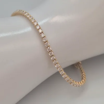 Bransoletka tenisowa 17 cm. żółte złoto 0.750 (18k) z diamentami laboratoryjnymi