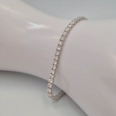 Bransoletka tenisowa 17cm białe złoto 0.750 (18k) z brylantami laboratoryjnymi 5.0ct